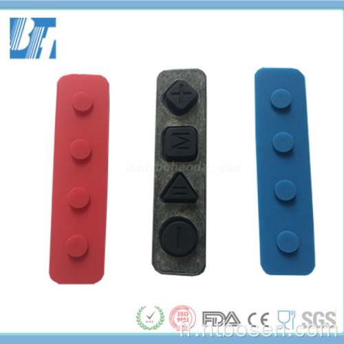 Couleur personnalisée 5 touches Boutons en silicone avant auto-adhésif sans fonction conducteur